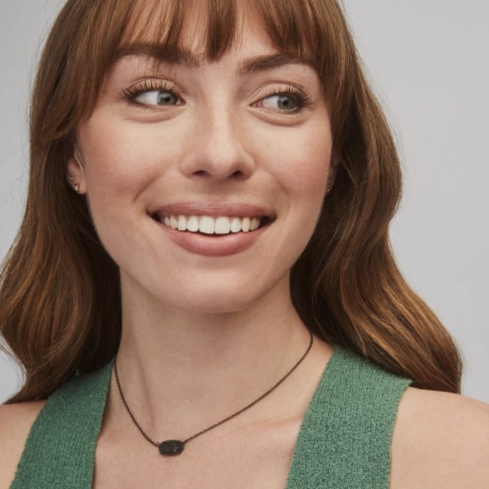 Kendra Scott Gunmetal Elisa Necklace in Black Banded Agate